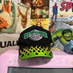 STURGIS GREEN FLAME HAT